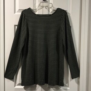 Susan Graver Weekender Green and Black Striped Top